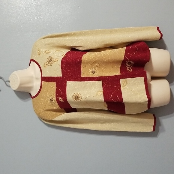 Alfred dunner XL gold &burgundy embroidered floral with gold sparkle and beading - Picture 7 of 17